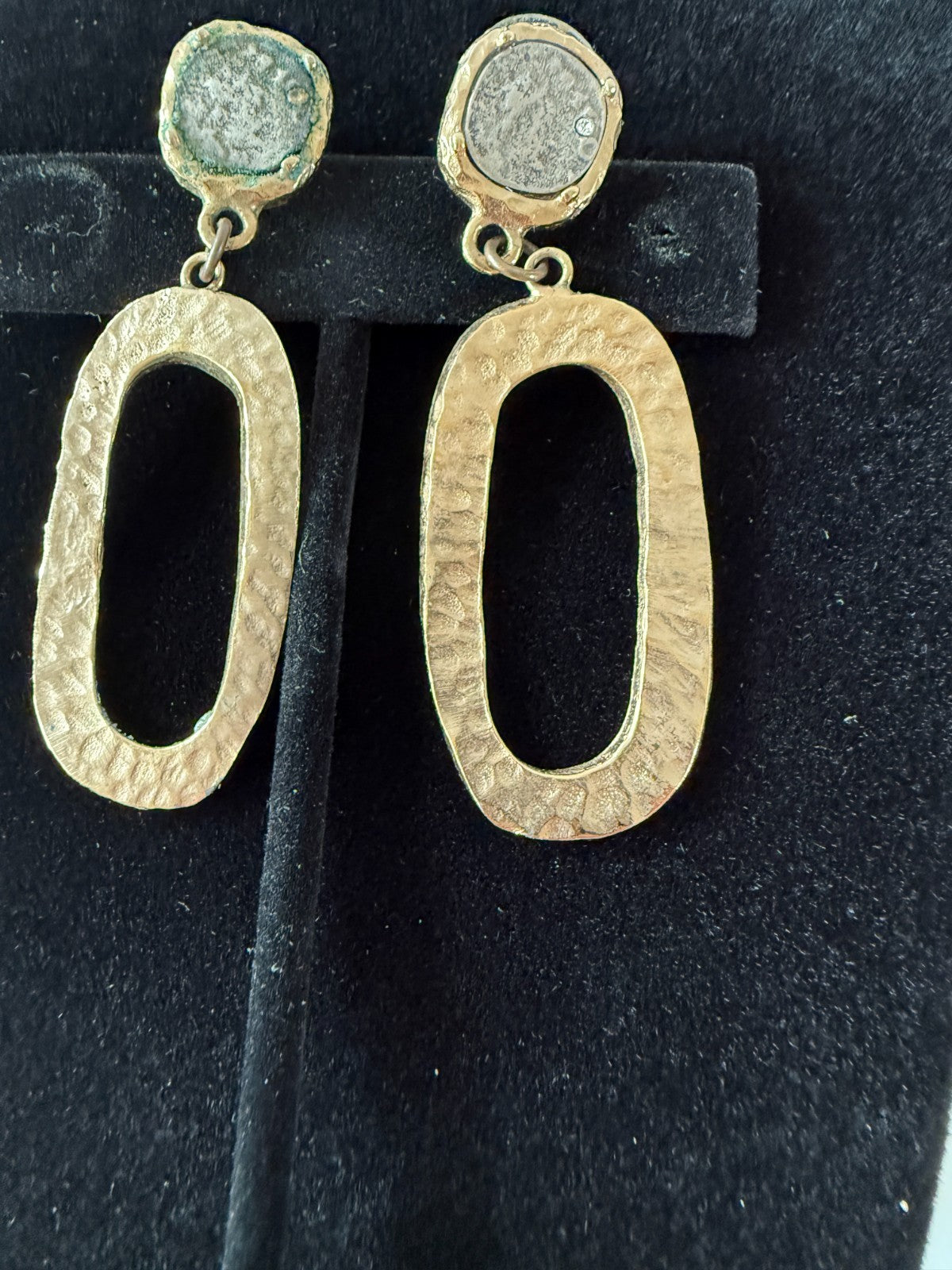 Tat 2 Designs Hammered Gold & Silver Dangle Earrings