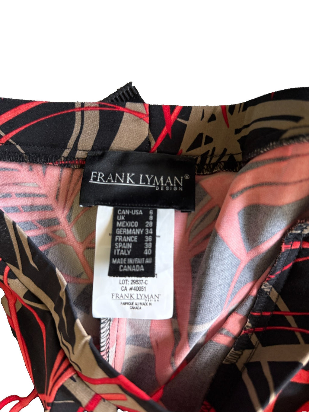 Frank Lyman Tropical Print Pull On Pants Size 6