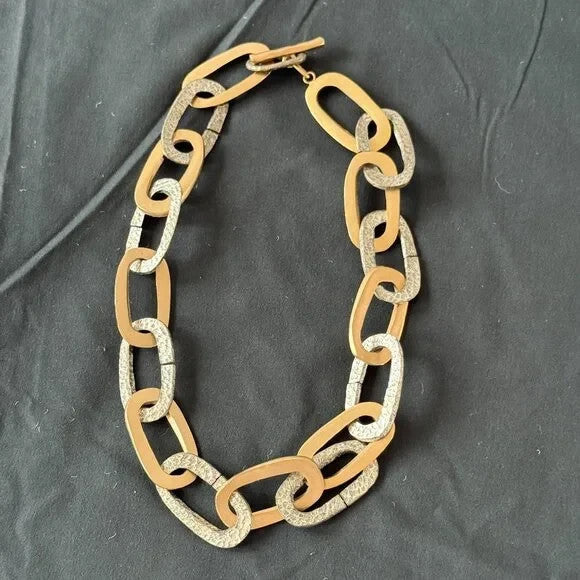 Tat 2 Designs 21" Chain Link Hammered Silver & Gold Necklace