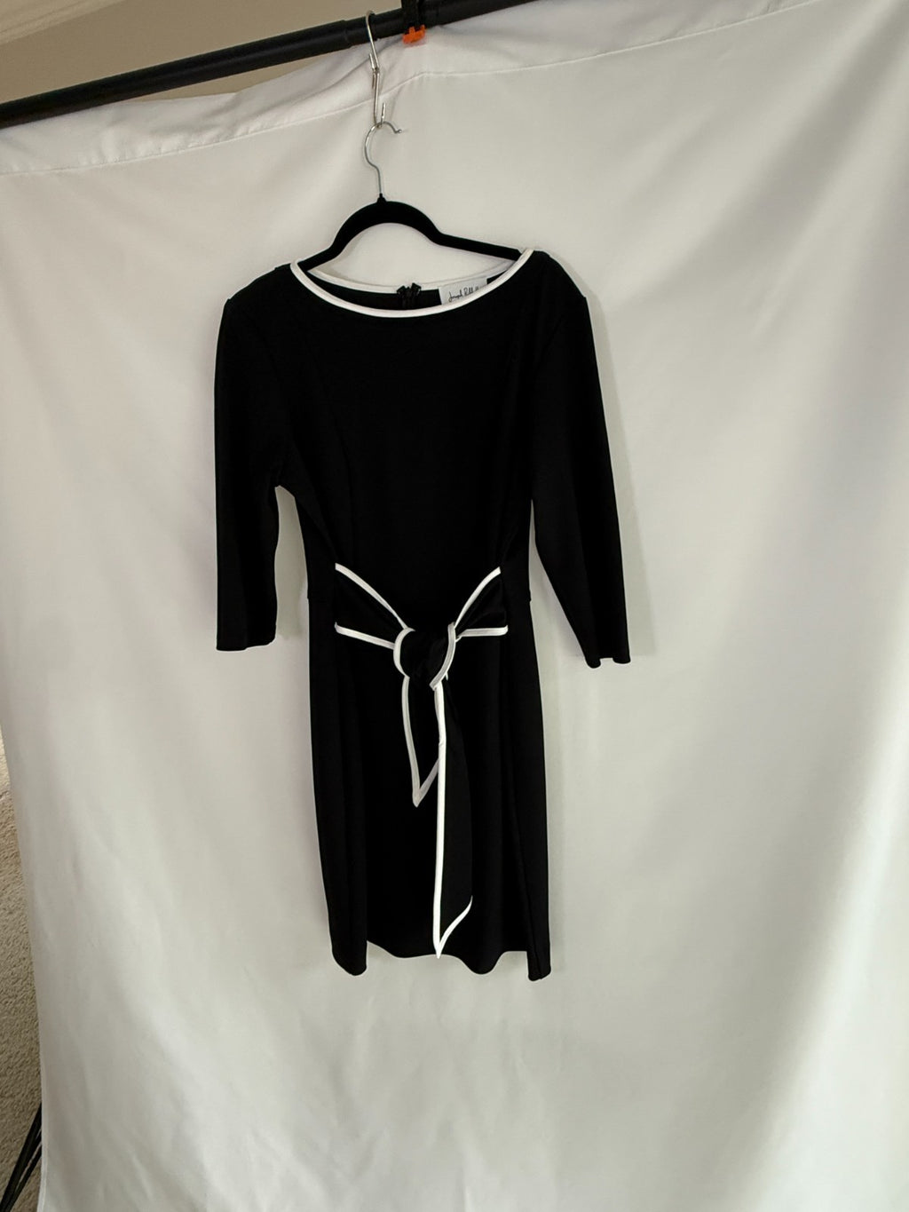 Joseph Ribkoff Knee Lenth Dress Black with TIe at Waist Size 14