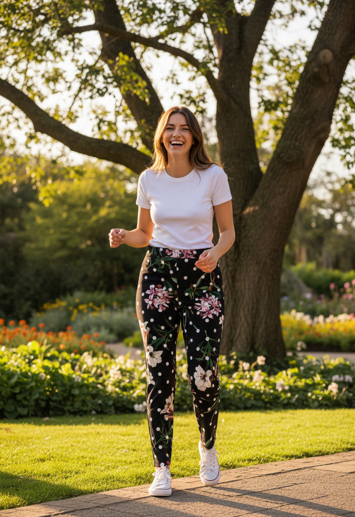 Joseph Ribkoff Floral Pull On Black Floral Print Pants  Size 8