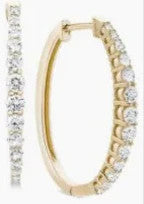 1 CTW Gold Diamond Hoop Earrings