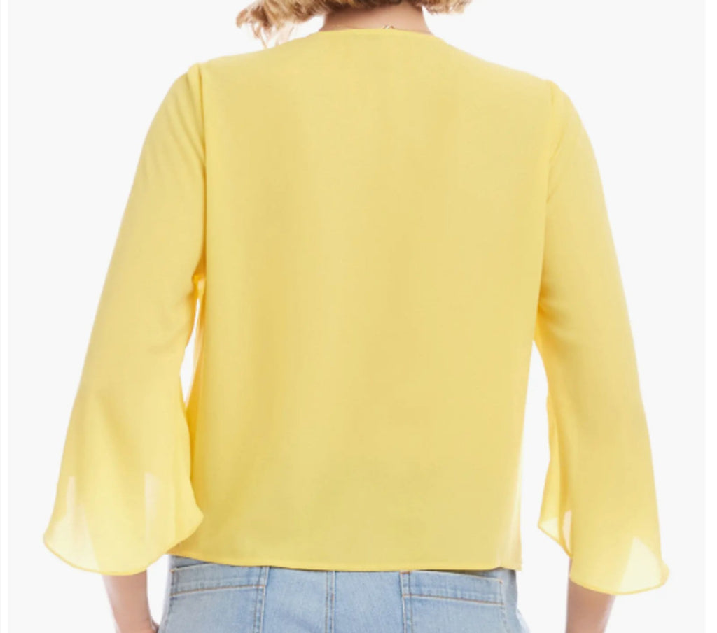 Karen Kane NWT Szie M crossover hem blouse-lemon yellow