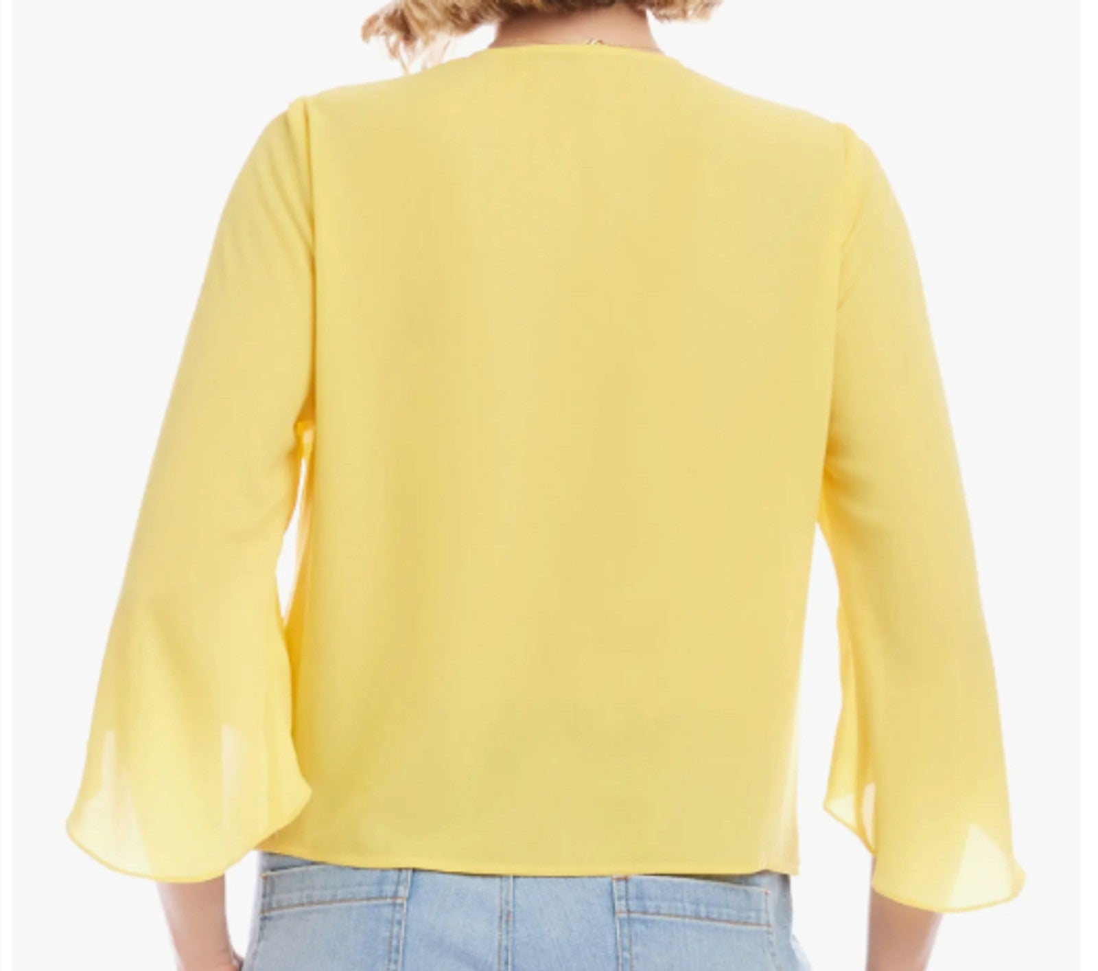 Karen Kane NWT Szie M crossover hem blouse-lemon yellow