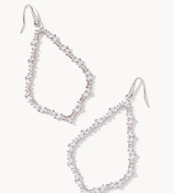Kendra Scott Sophee Silver Crystal Open Frame Earrings in White CZ