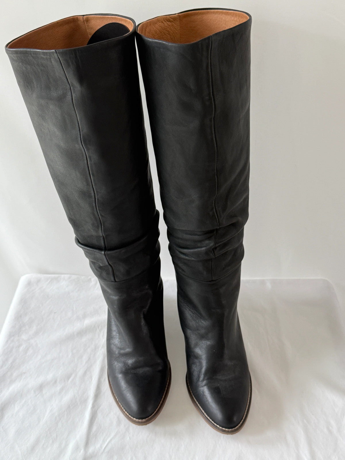 Andre Assous Knee High Black Leather Boots Size 9
