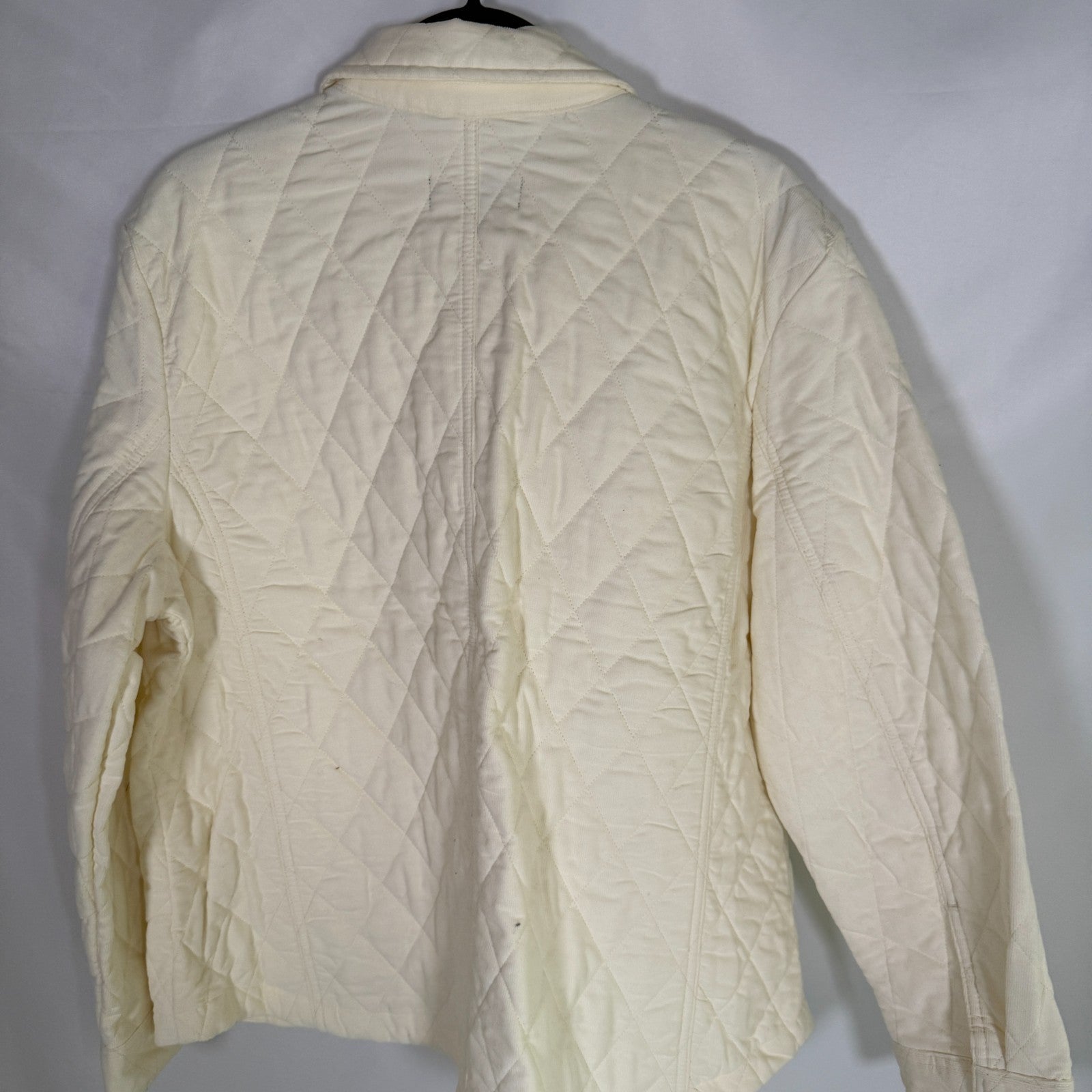 NWT Talbots Quilted Down Jacket Womens Petite XL Cream Collared Jacket