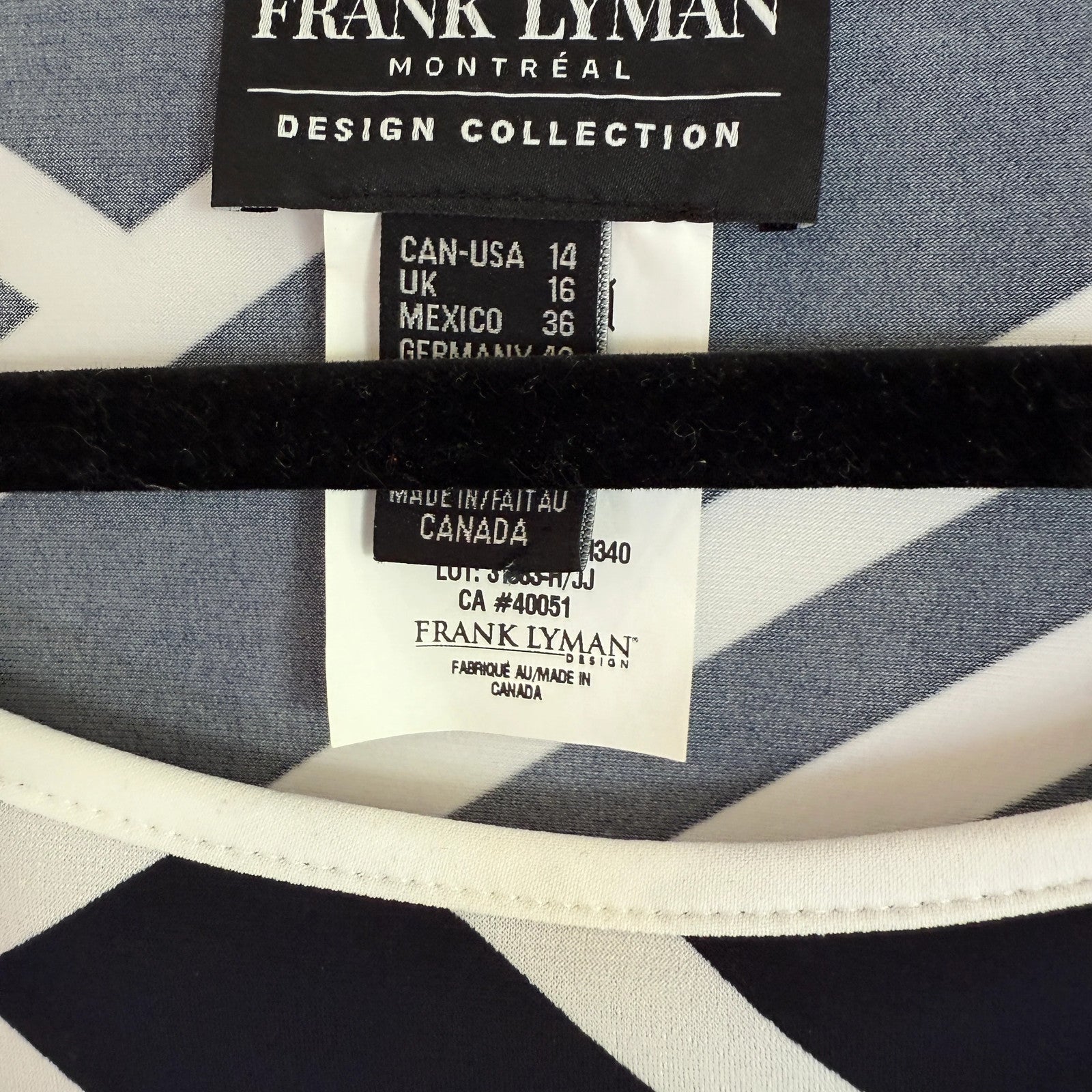 Frank Lyman Navy & White Top Size 14