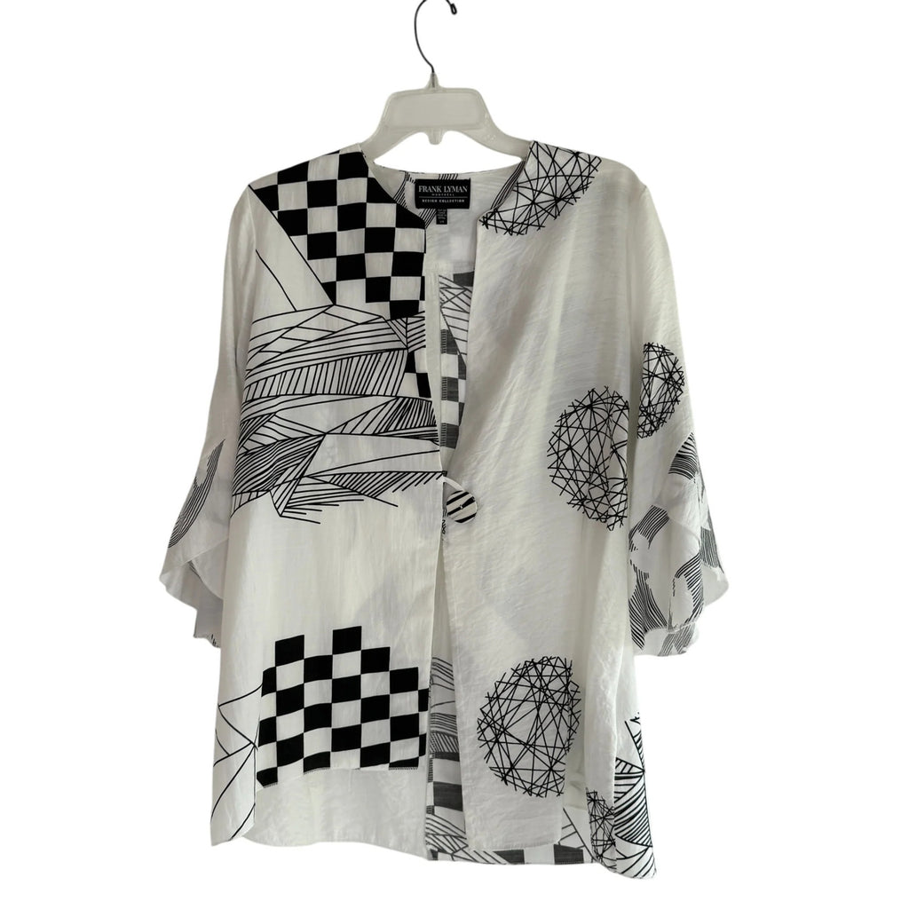 Frank Lyman Black & White Geometric Pattern Jacket/Tunic Size L