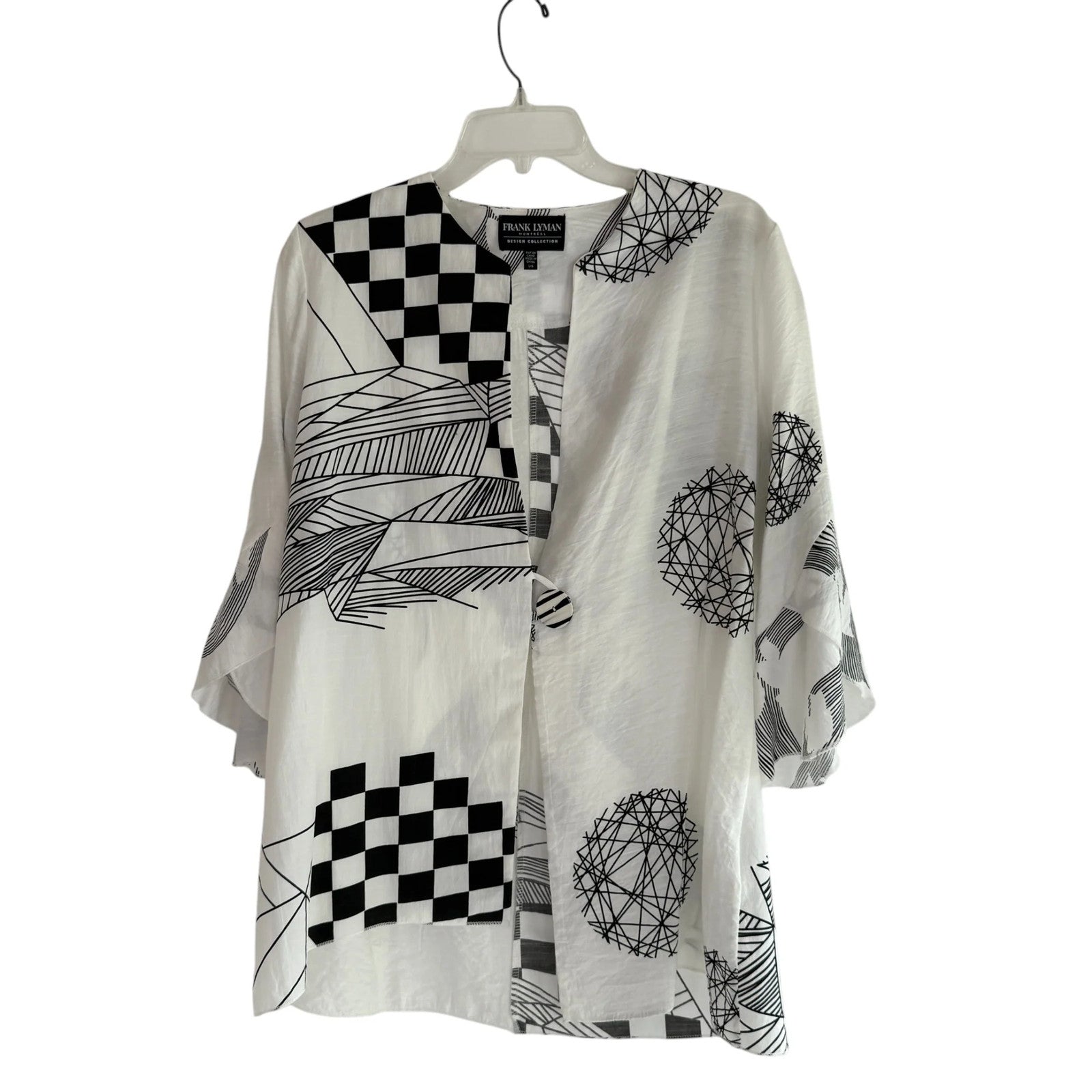 Frank Lyman Black & White Geometric Pattern Jacket/Tunic Size L