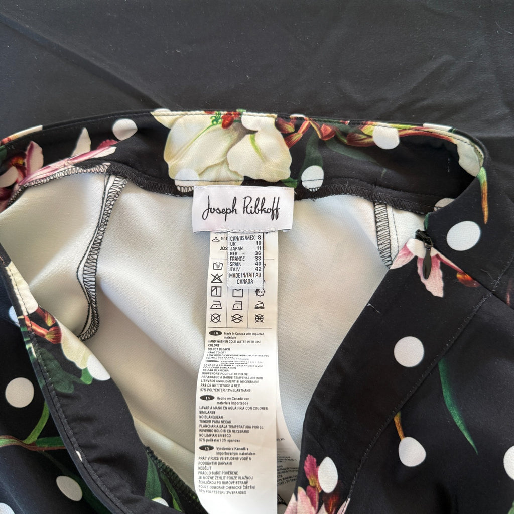 Joseph Ribkoff Floral Pull On Black Floral Print Pants  Size 8