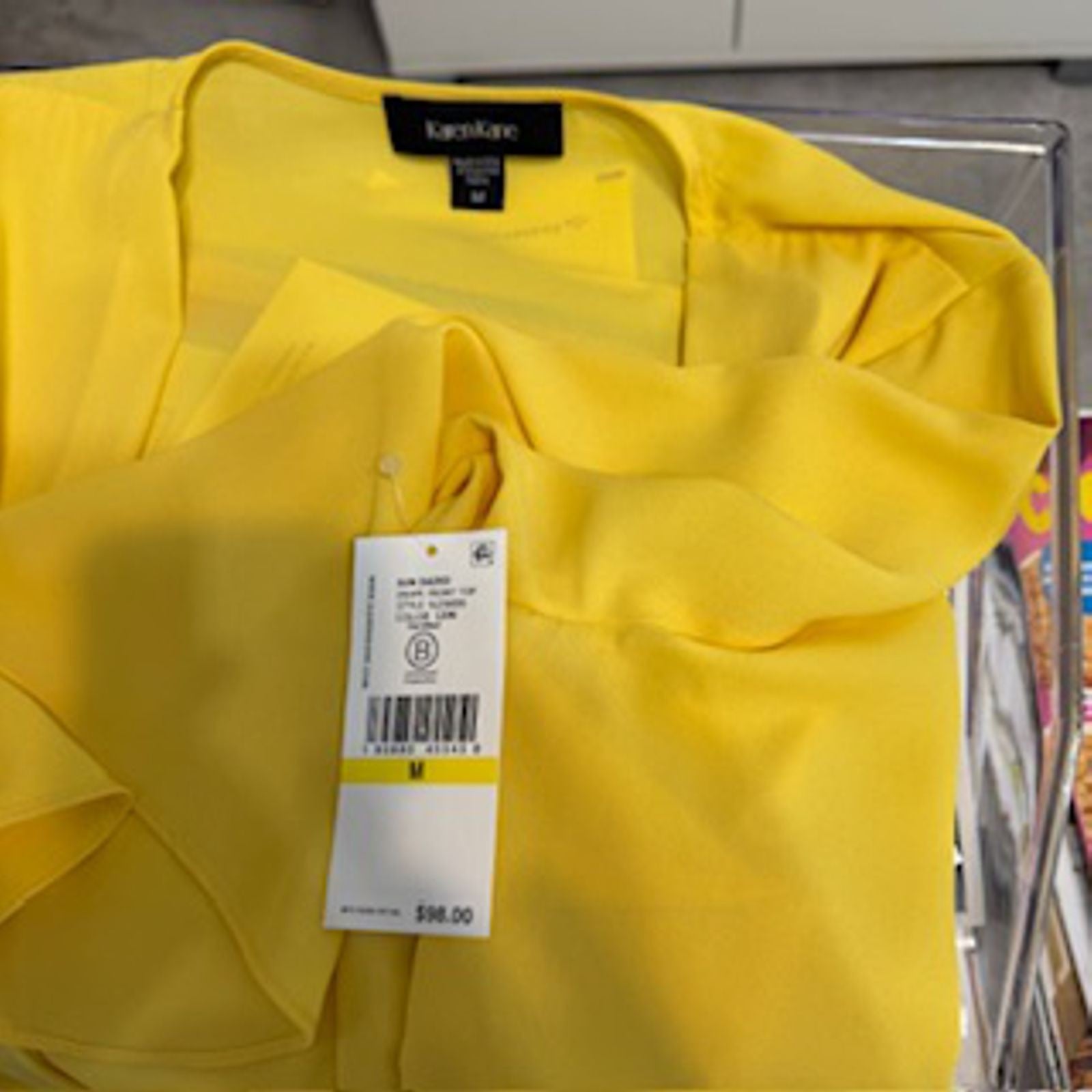 Karen Kane NWT Szie M crossover hem blouse-lemon yellow