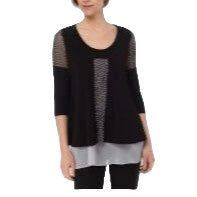 Joseph Ribkoff Black and White Tunic with Sheer Trim Size 12