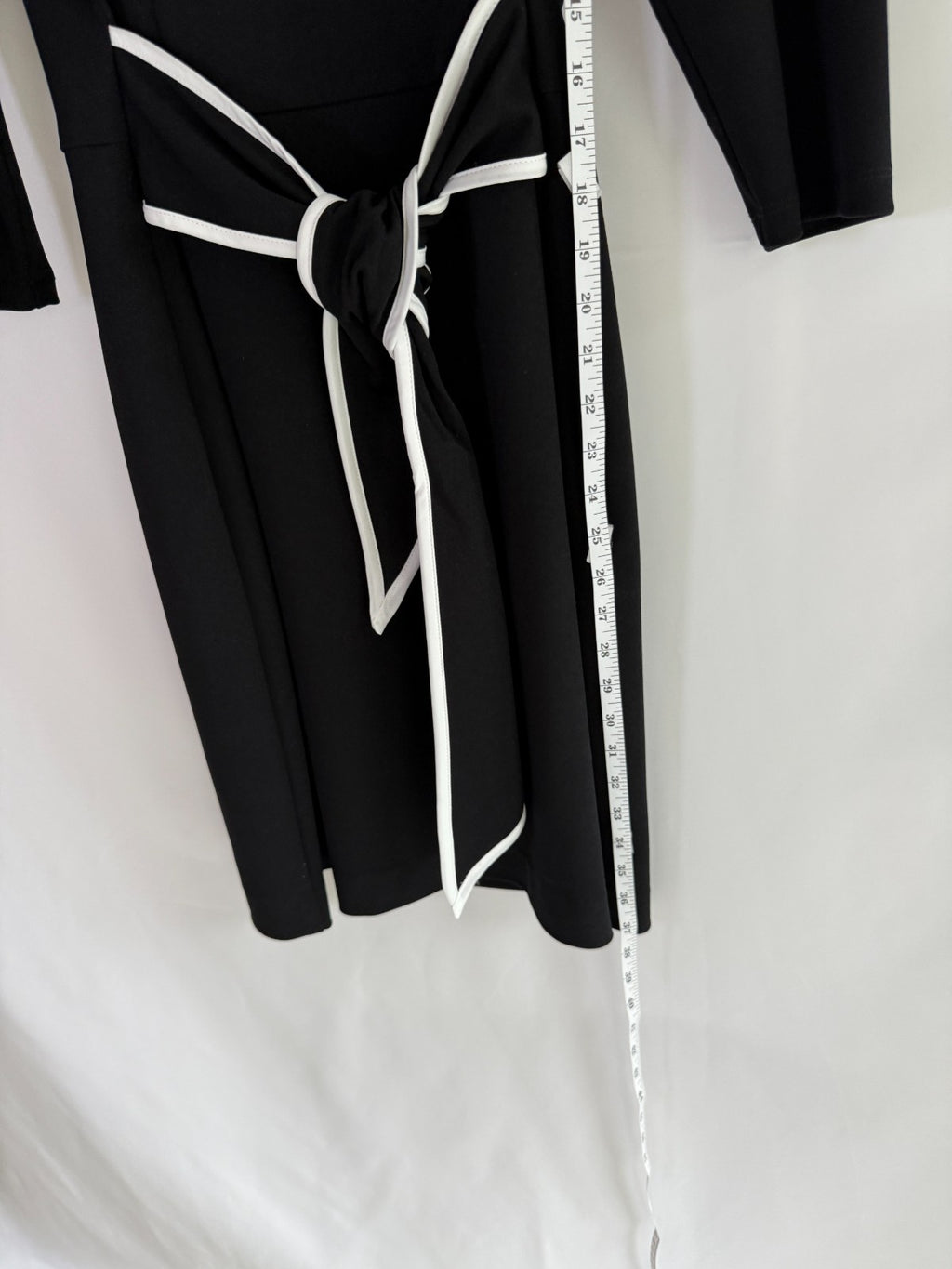 Joseph Ribkoff Knee Lenth Dress Black with TIe at Waist Size 14