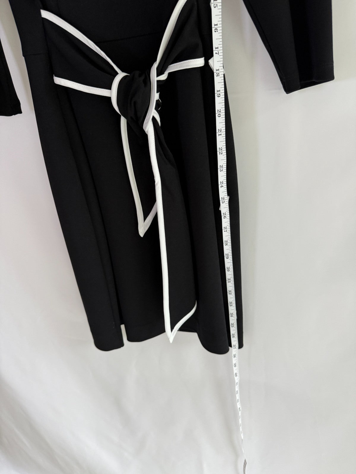 Joseph Ribkoff Knee Lenth Dress Black with TIe at Waist Size 14