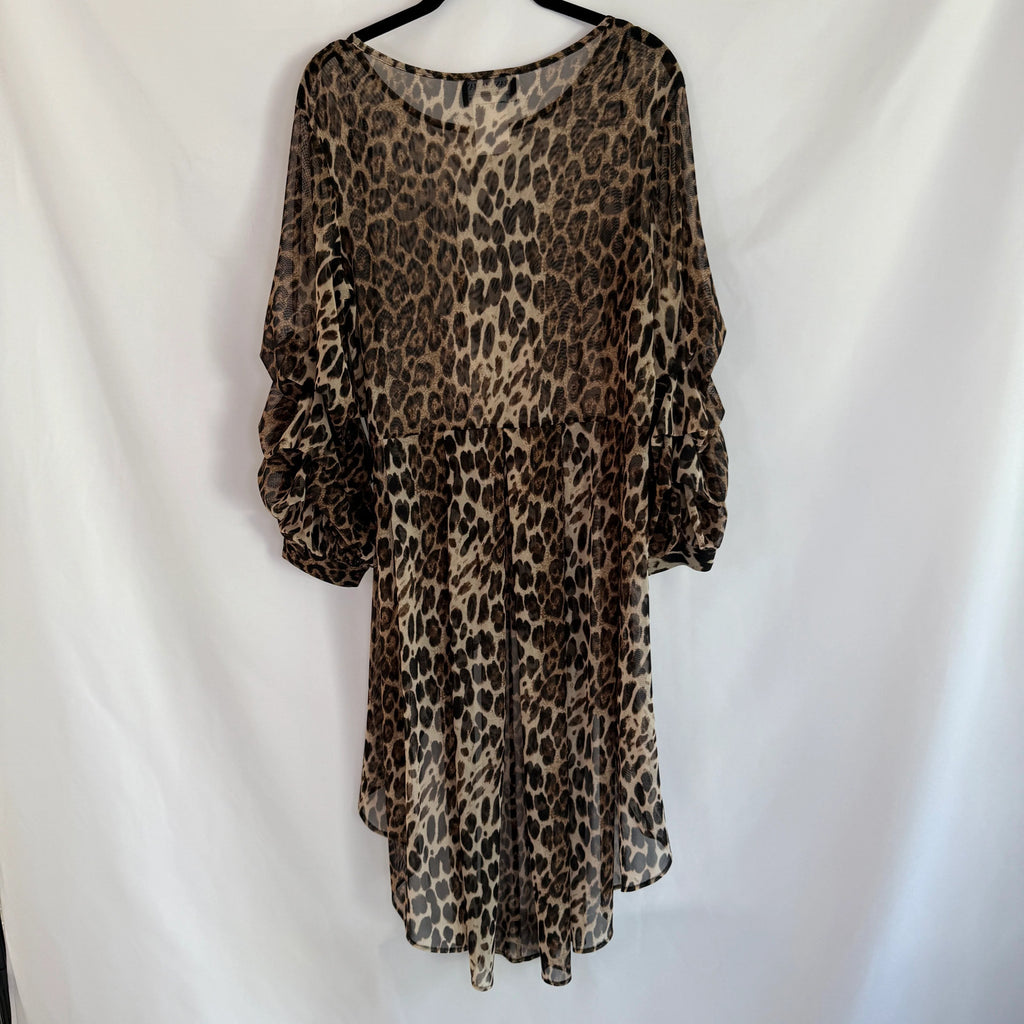 Frank Lyman Animal Print Long Draped Chiffon Tunic Size 12