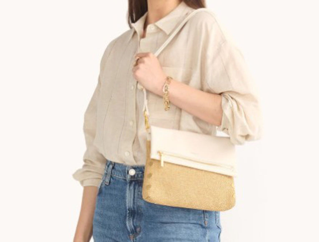 Hammitt Calla Lily Raffia/Brushed Gold Crossbody Bag
