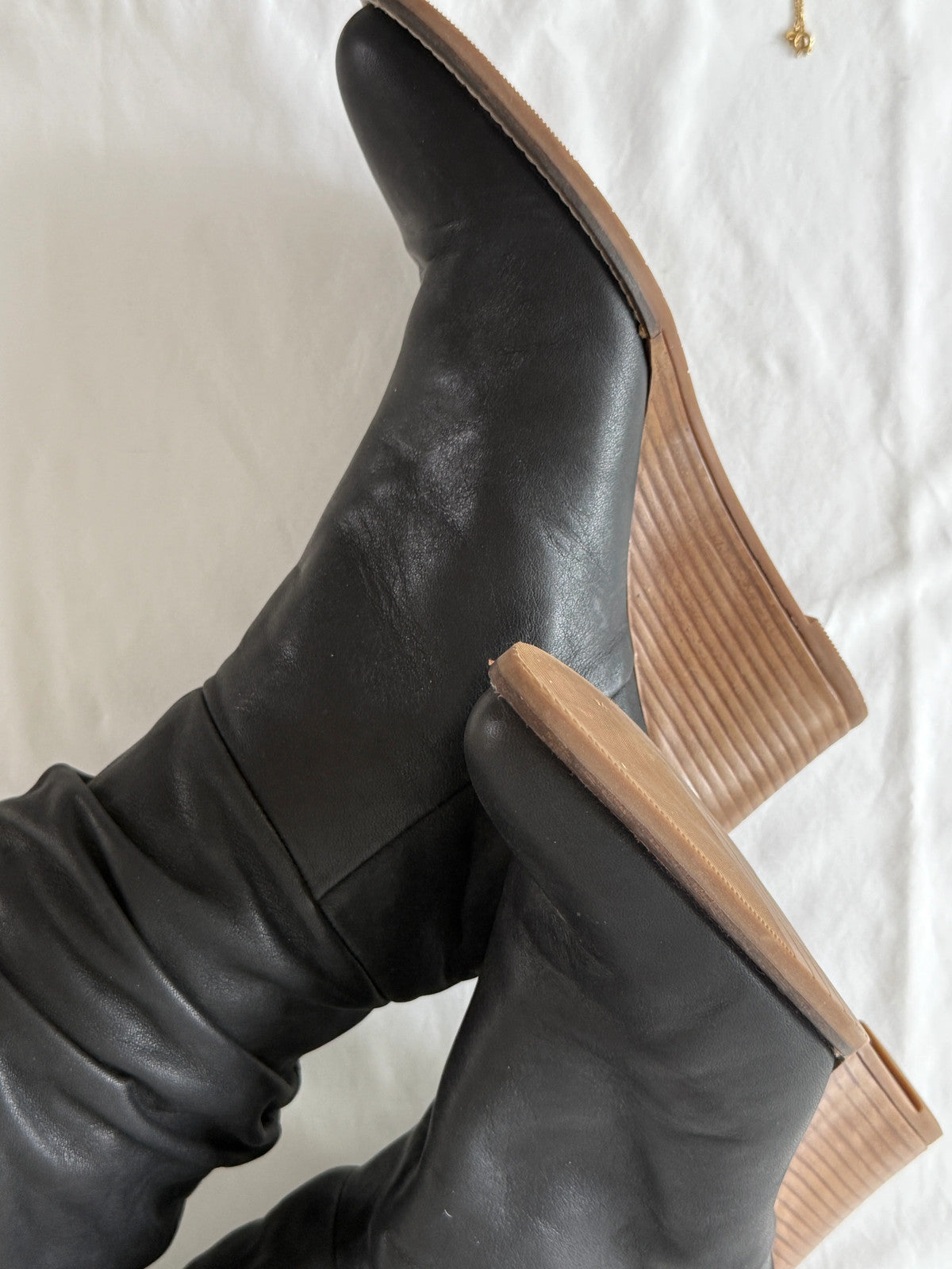 Andre Assous Knee High Black Leather Boots Size 9