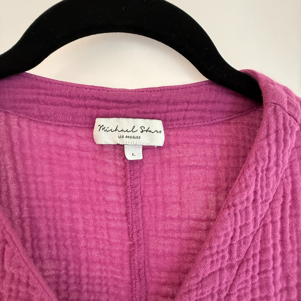 Michael Stars Evie Crossover Surplice Gauze Top Hot Pink Size L
