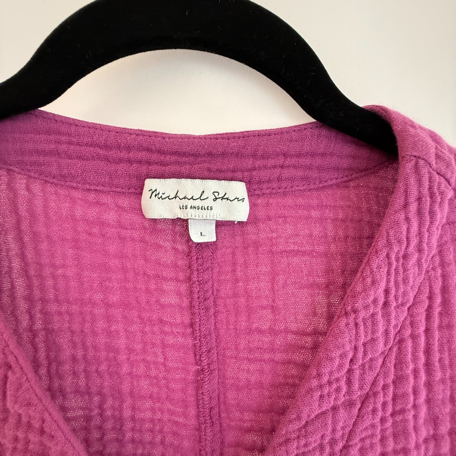 Michael Stars Evie Crossover Surplice Gauze Top Hot Pink Size L