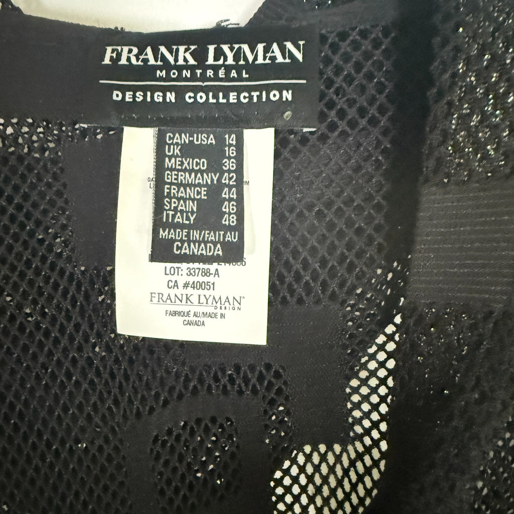 Frank Lyman Sheer Knit Wrap Black with silver embellishment Size 14