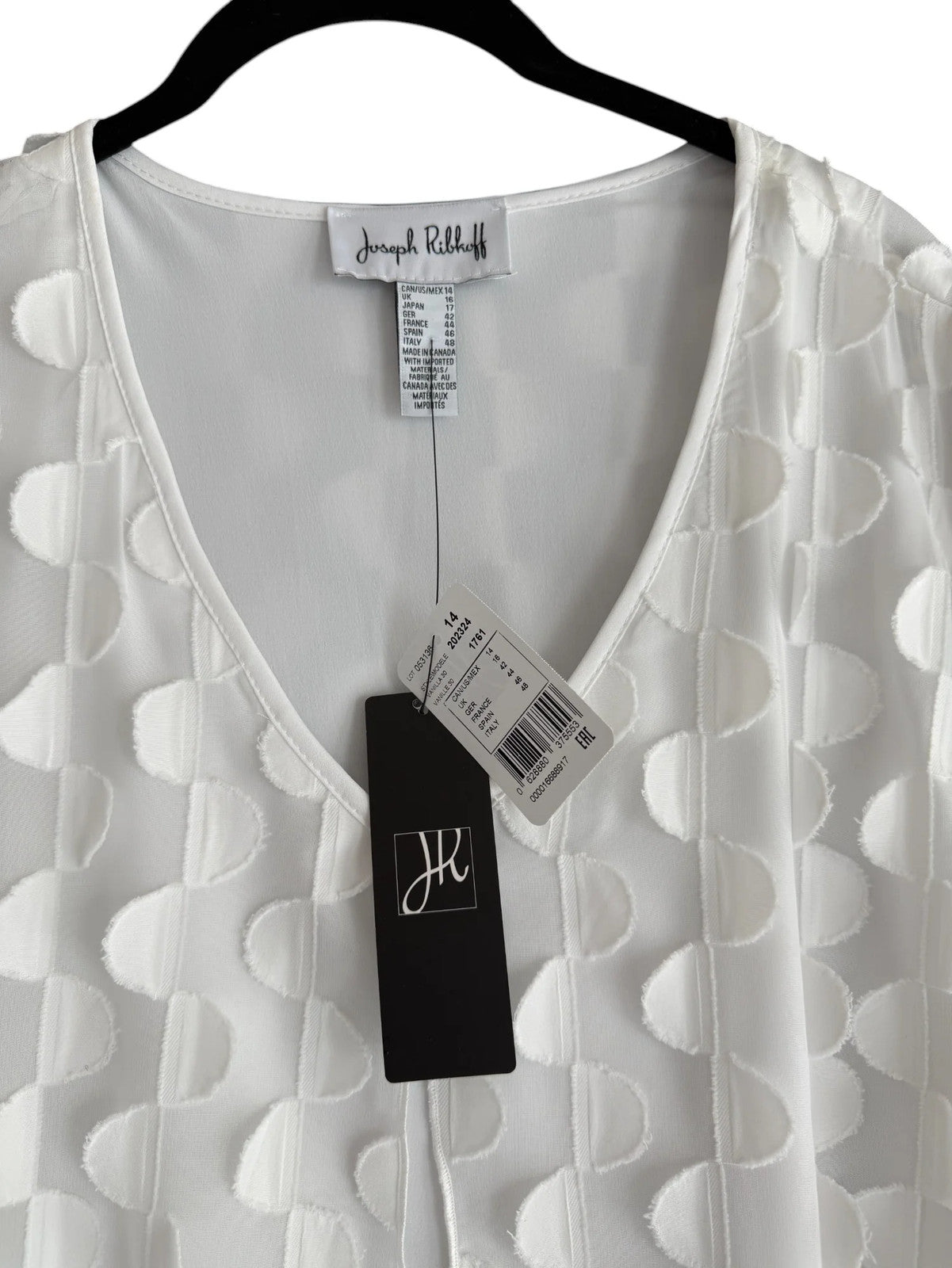Joseph Ribkoff White Embellished Tunic. Size 14