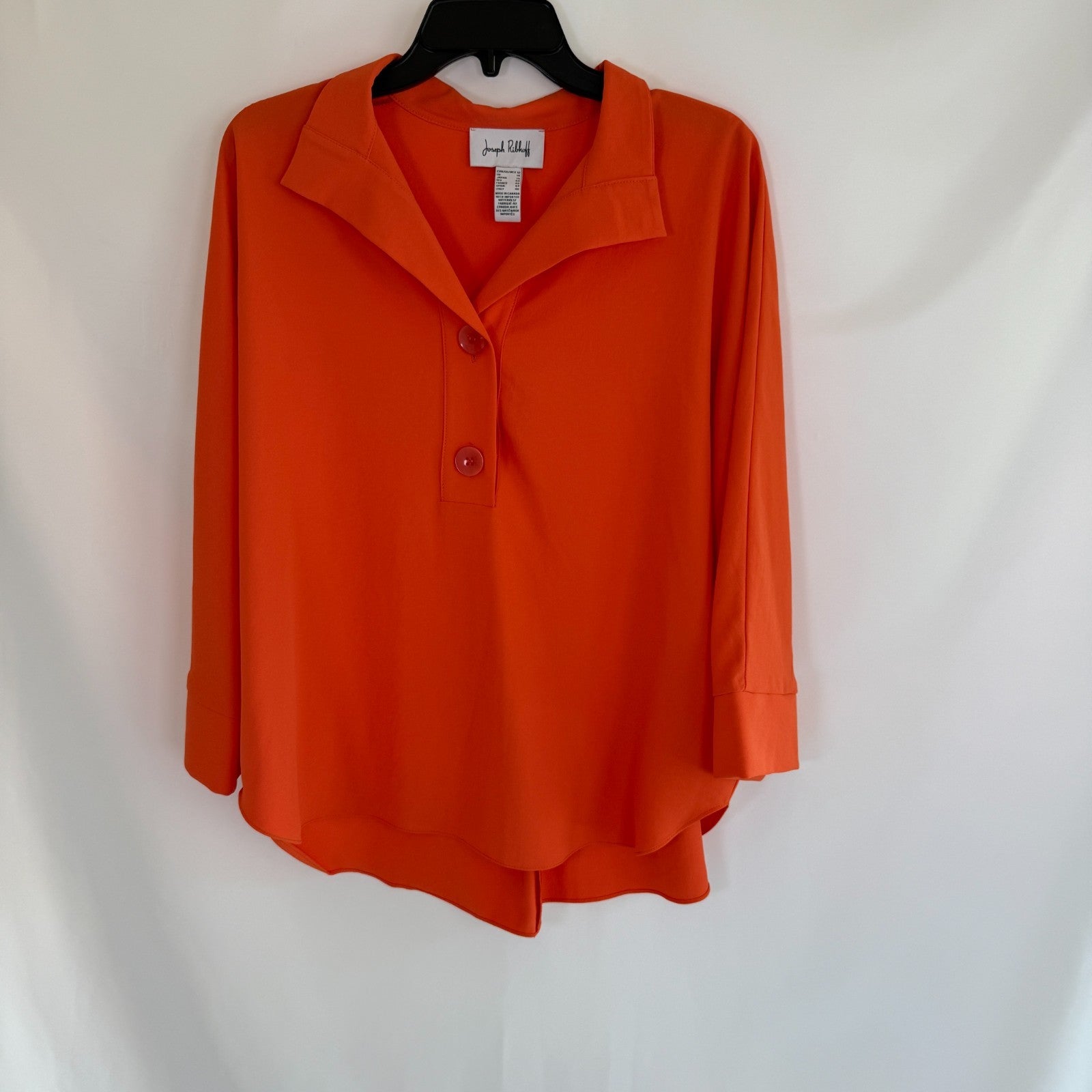 Joseph Ribkoff Orange Collarless Loose Fit Top Size 12