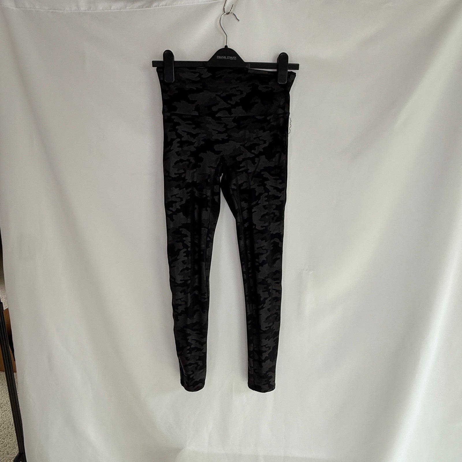 Spanx Black and Grey Camoflauge Faux Leather Leggings Size M