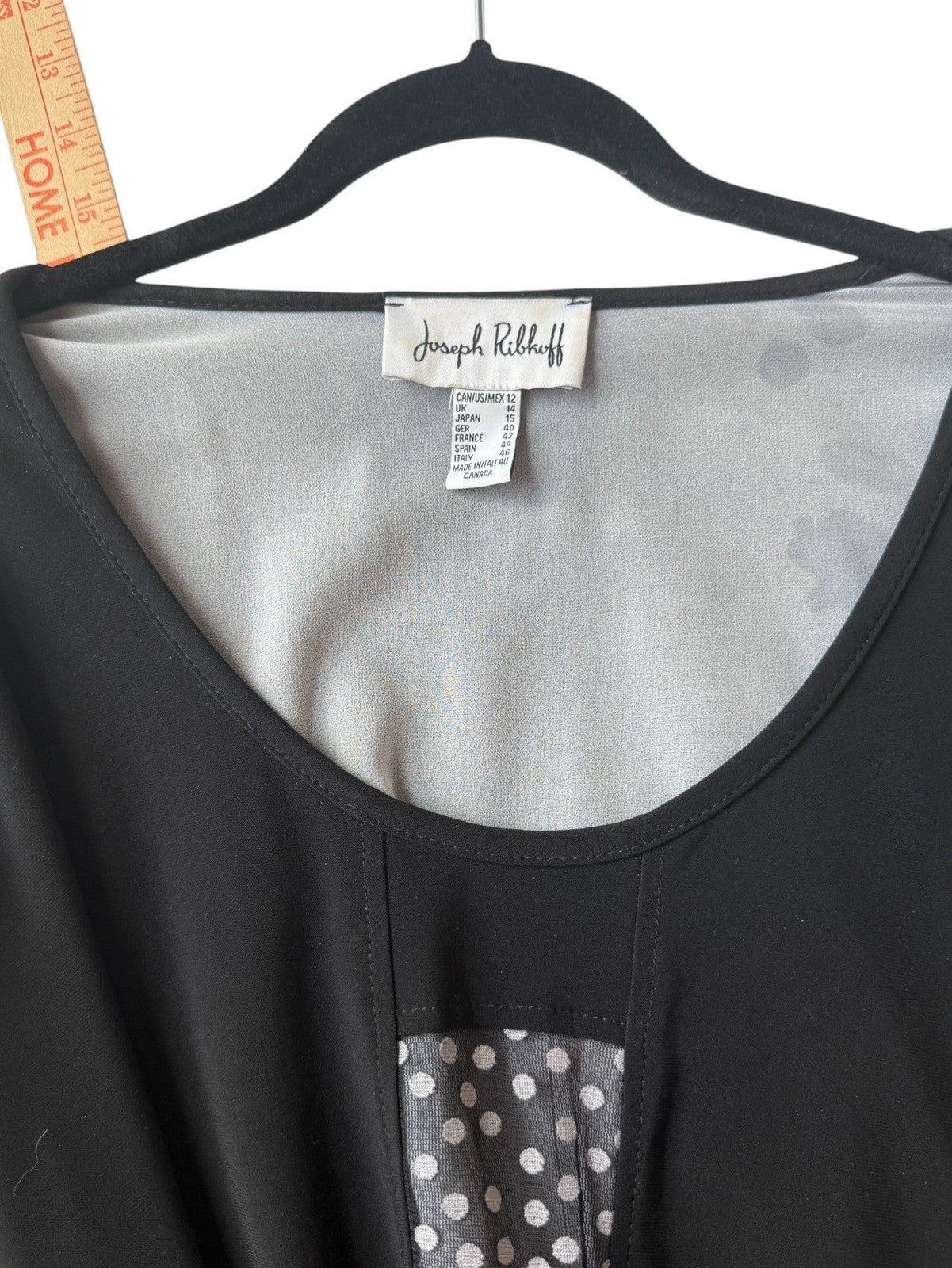 Joseph Ribkoff Black and White Tunic with Sheer Trim Size 12