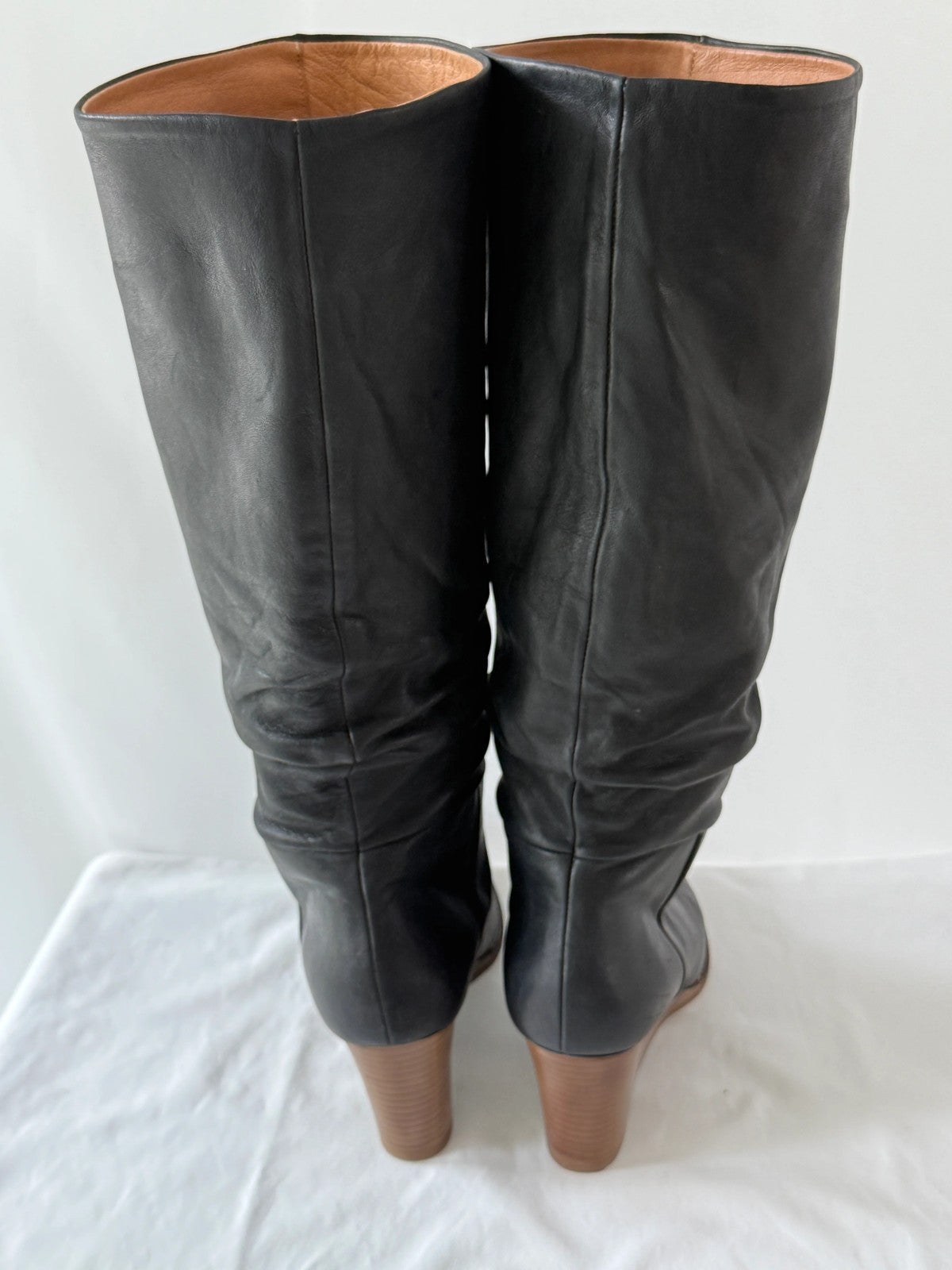 Andre Assous Knee High Black Leather Boots Size 9