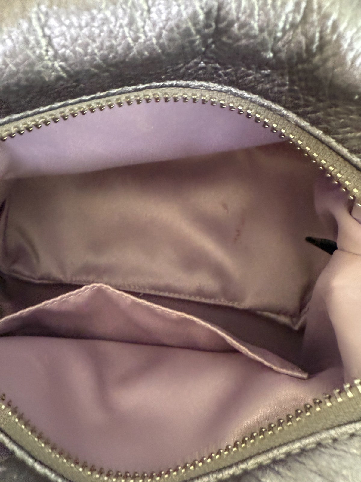 Coach Gunmetal Grey Metallic Pebble Leather Small Shoulder Bag