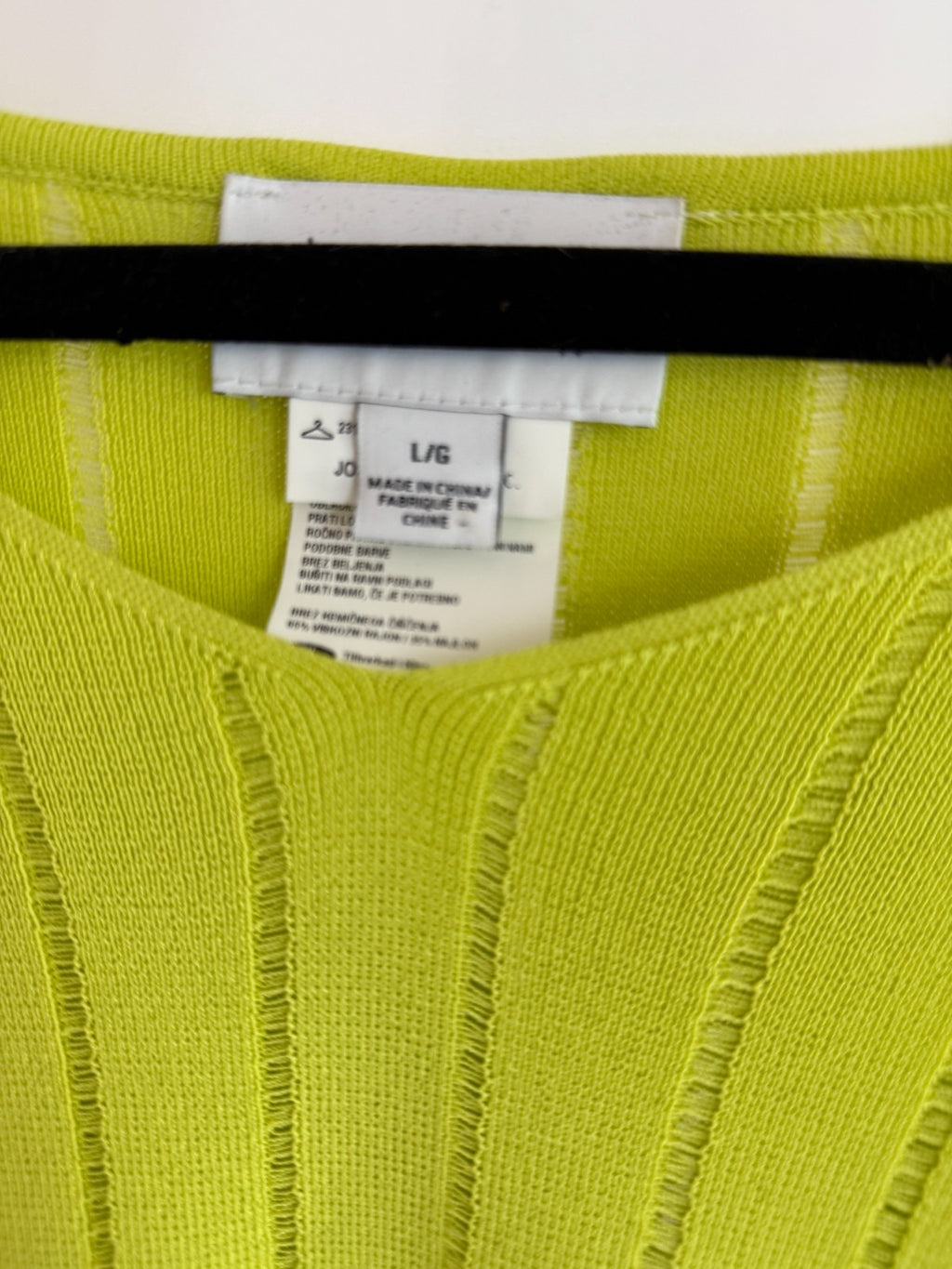 Joseph Ribkoff Lime Green Knit Sweater with Side Slits Size L