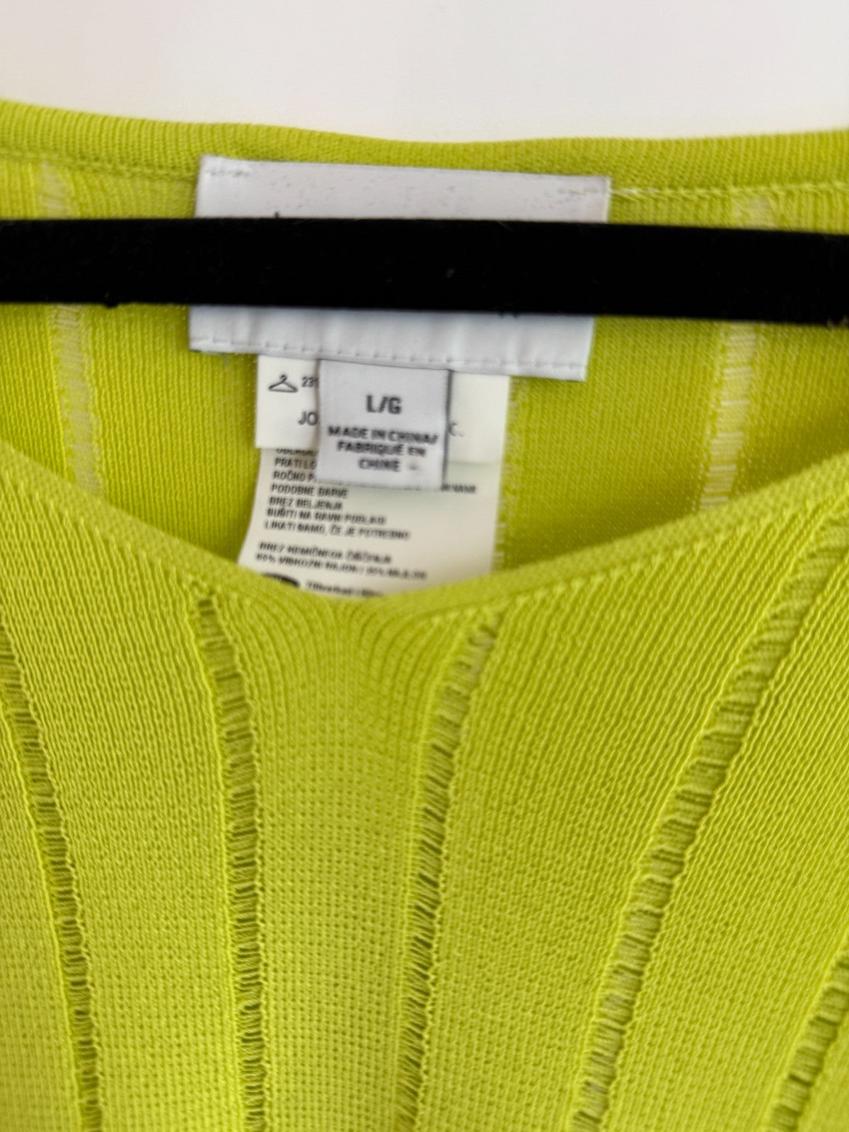 Joseph Ribkoff Lime Green Knit Sweater with Side Slits Size L