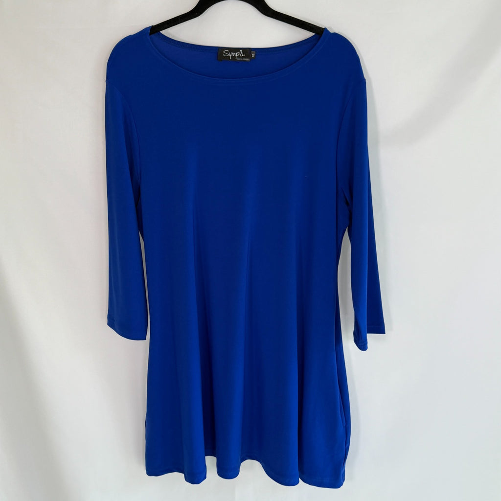 Sympli Royal Blue Classic Flirty Stretchy Knit Tunic Size 12
