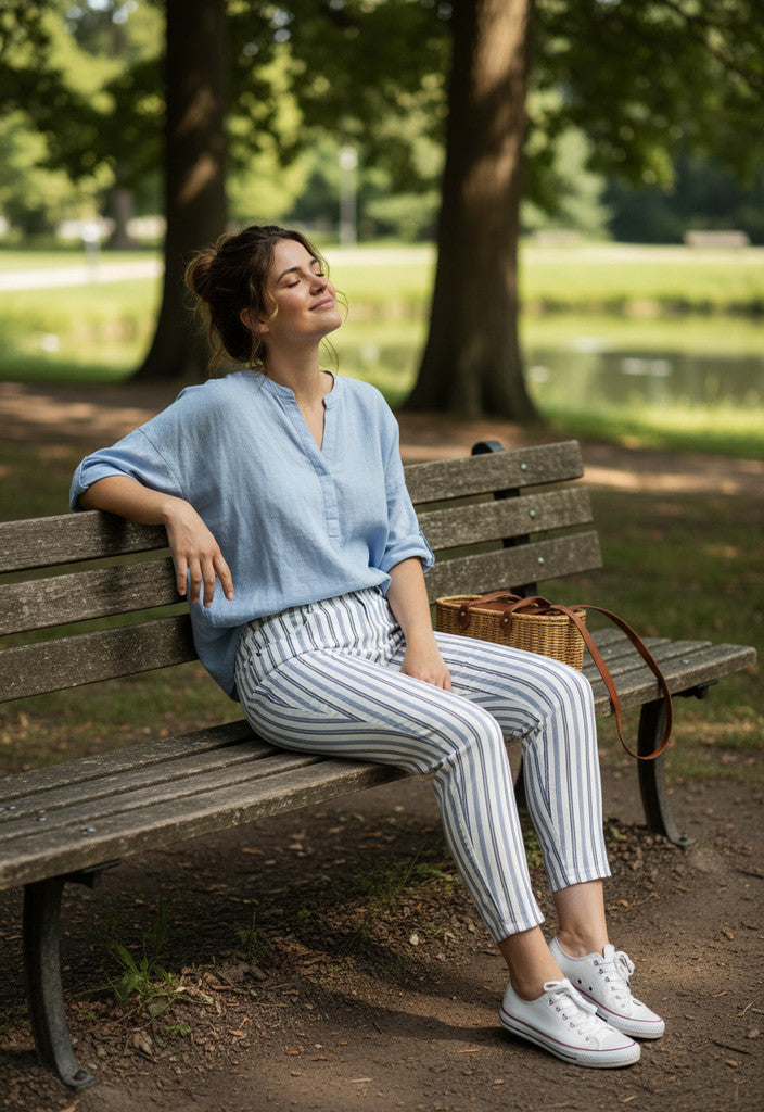 Lyssé Striped Stretch Pull On Denim Skinny Jean Leggings Size 6