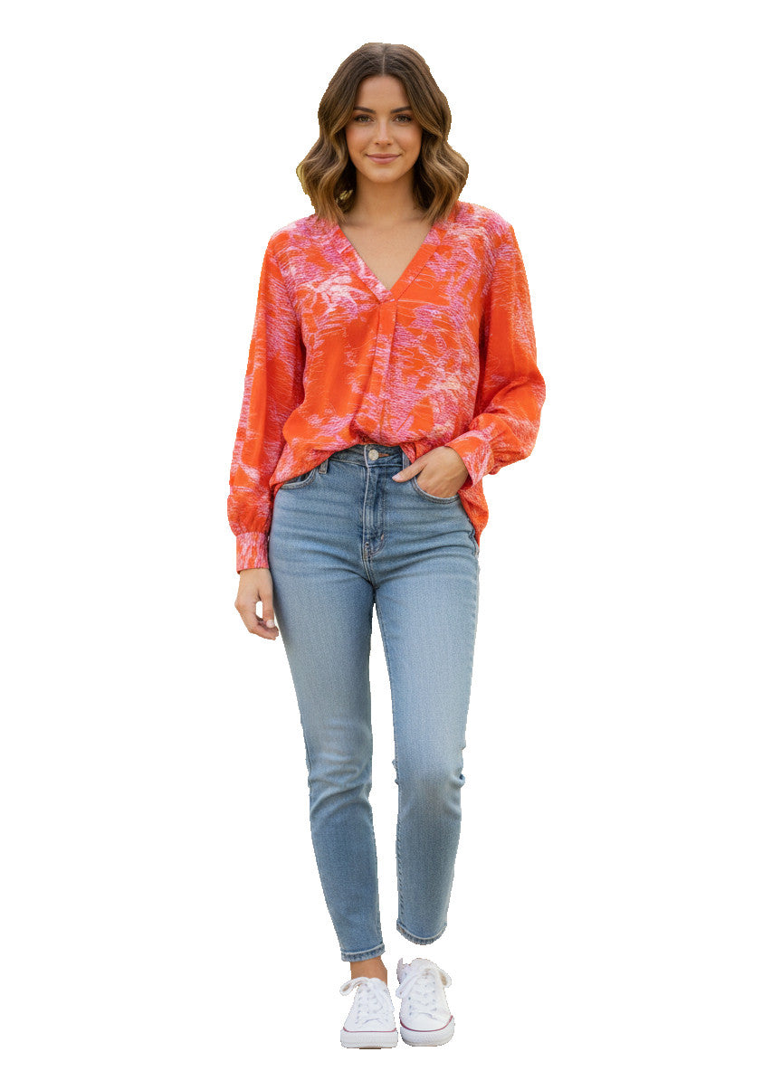 Finley Women’s Orang Poplin Cotton Blend  Blouse  Size M