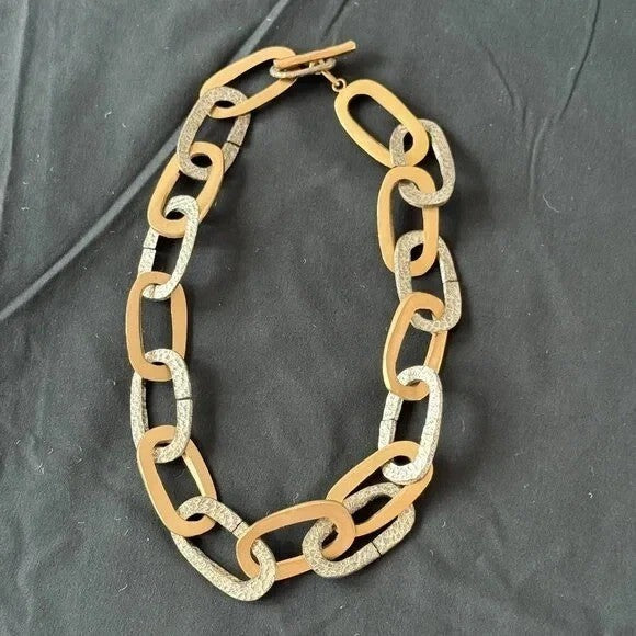 Tat 2 21" hammered silver & gold chain necklace