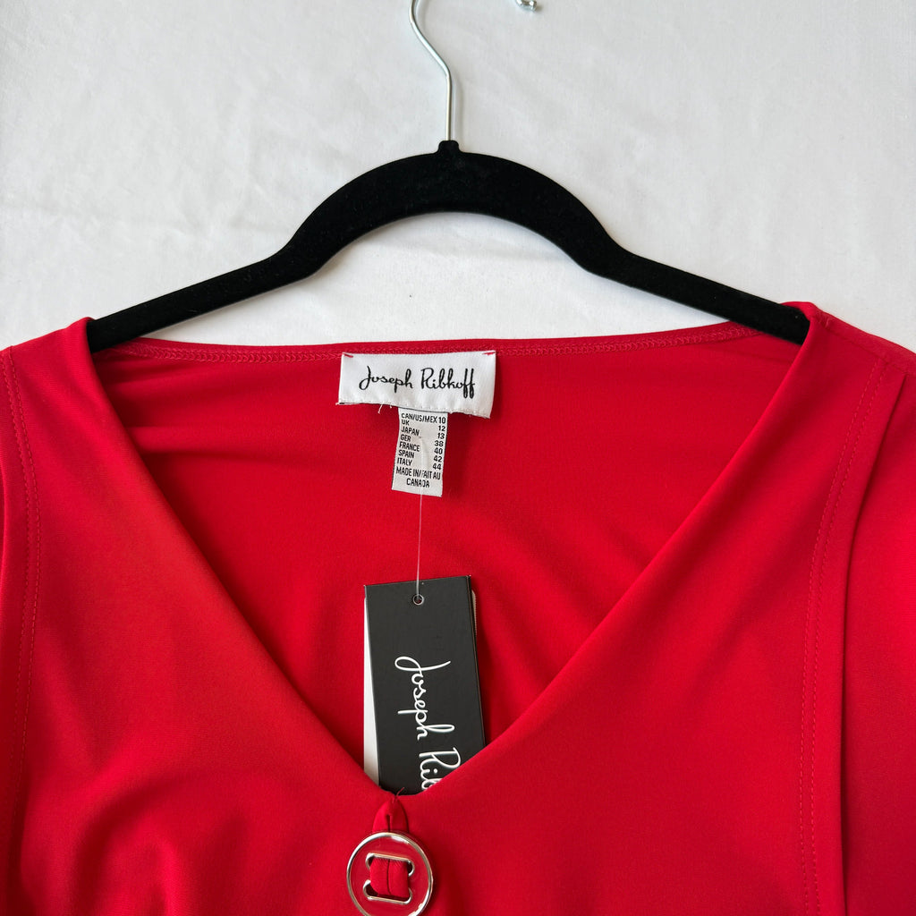 Joseph Ribkoff Short Sleeved Trapeze Red Tunic Size 10