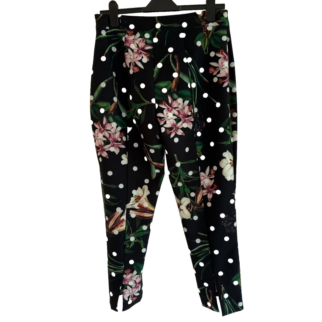 Joseph Ribkoff Floral Pull On Black Floral Print Pants  Size 8