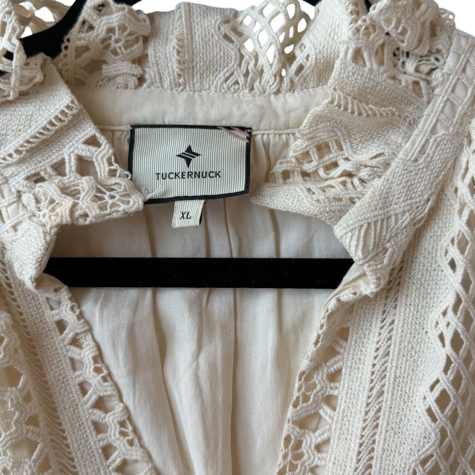 Tuckernuck Cream Crocheted Ruffled High Neck Dress Size XL