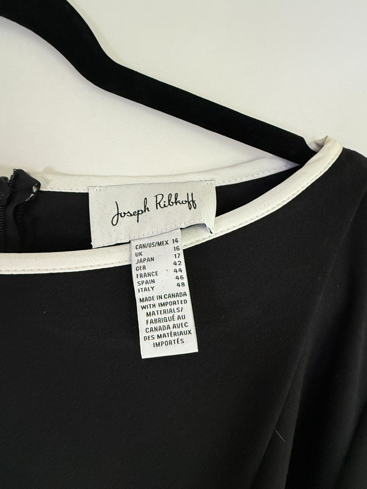 Joseph Ribkoff Knee Lenth Dress Black with TIe at Waist Size 14