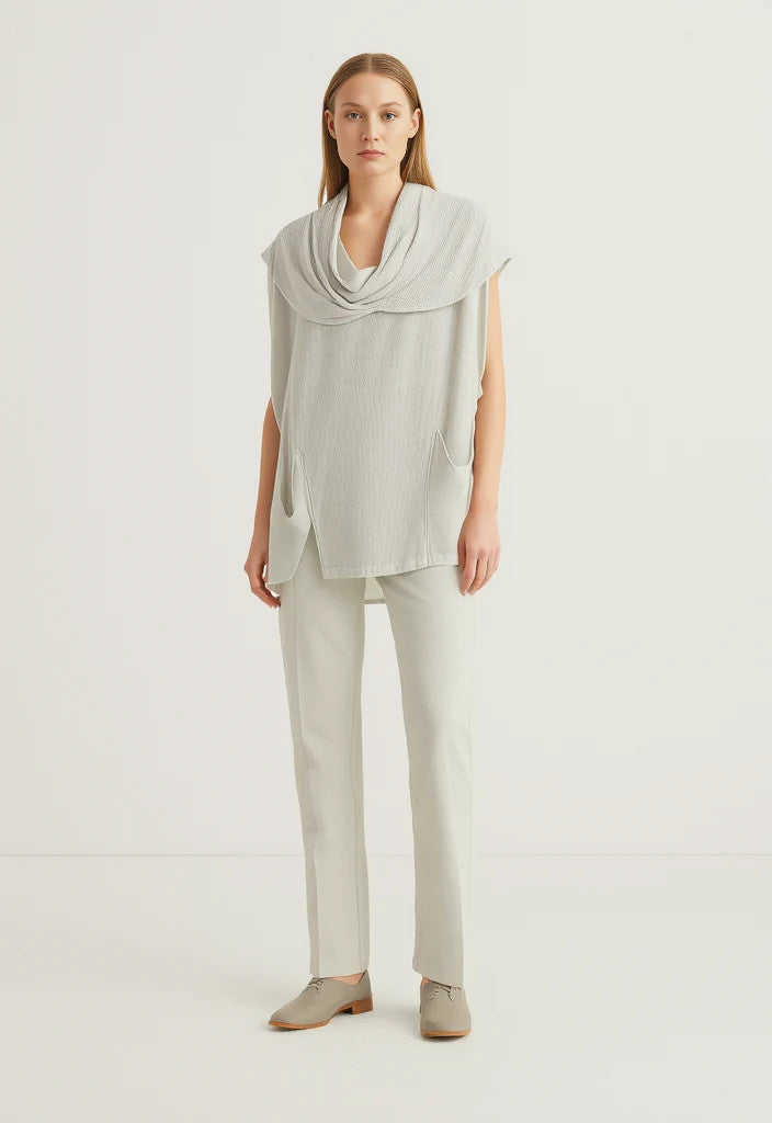 Joseph Ribkoff Long Drape Neck Off-white Tunic Size XL