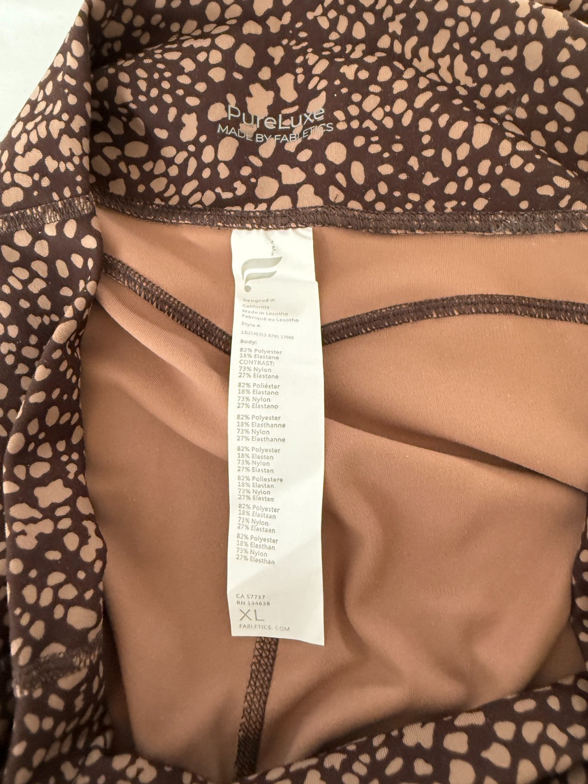 Fabletics Animal Print Leggings Size XL