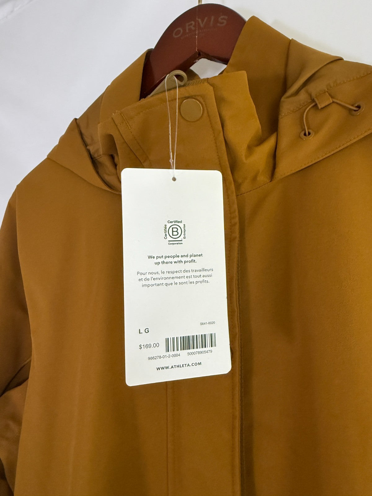 Athletic Mustard Rain Jacket with Hood Size L