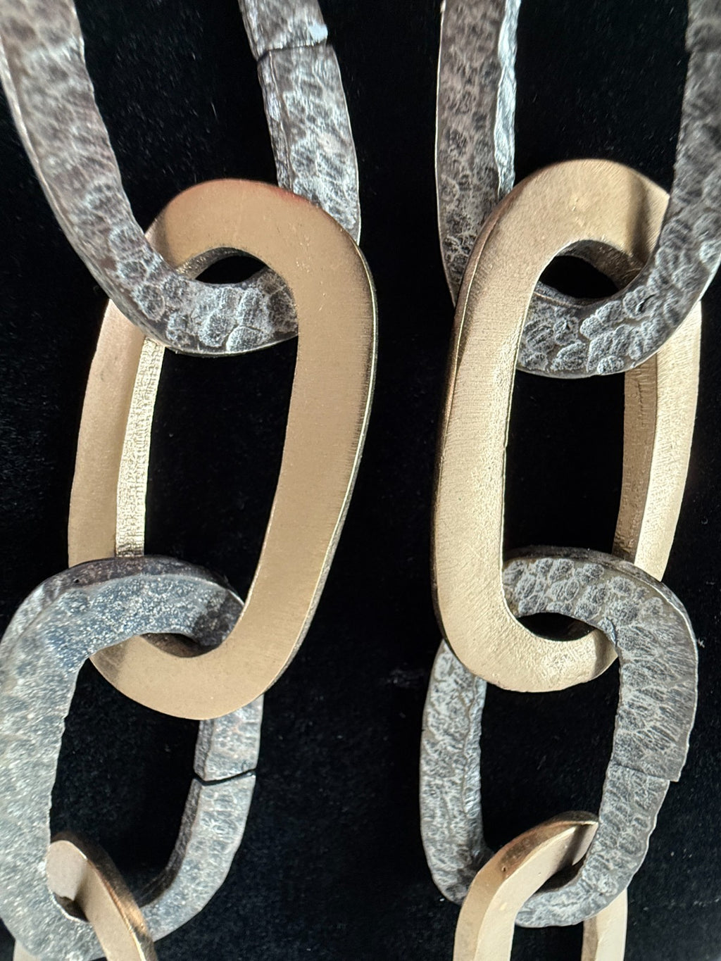 Tat 2 Designs 21" Chain Link Hammered Silver & Gold Necklace