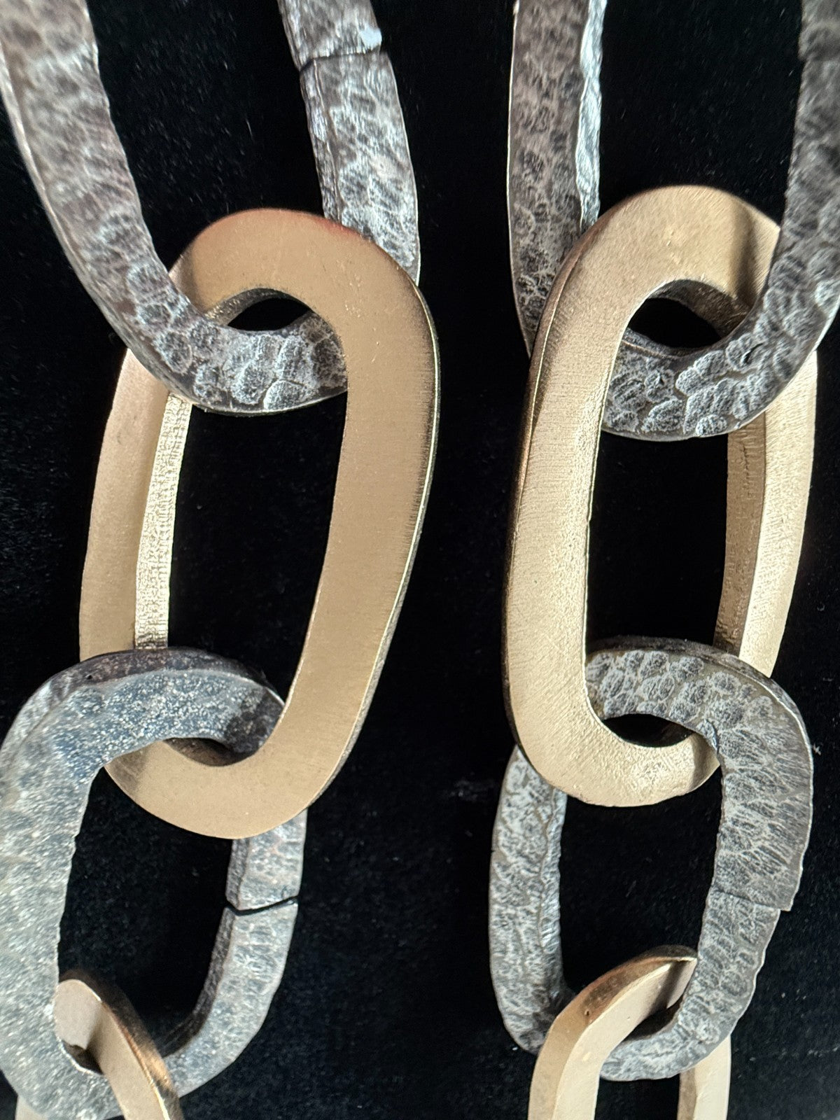 Tat 2 Designs 21" Chain Link Hammered Silver & Gold Necklace