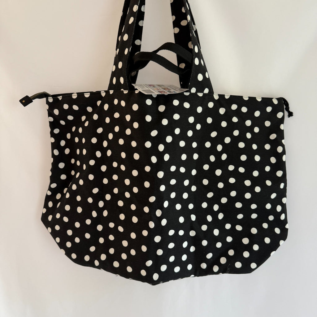 Black Polka Dot Extra Large Canvas Everything Tote Bag
