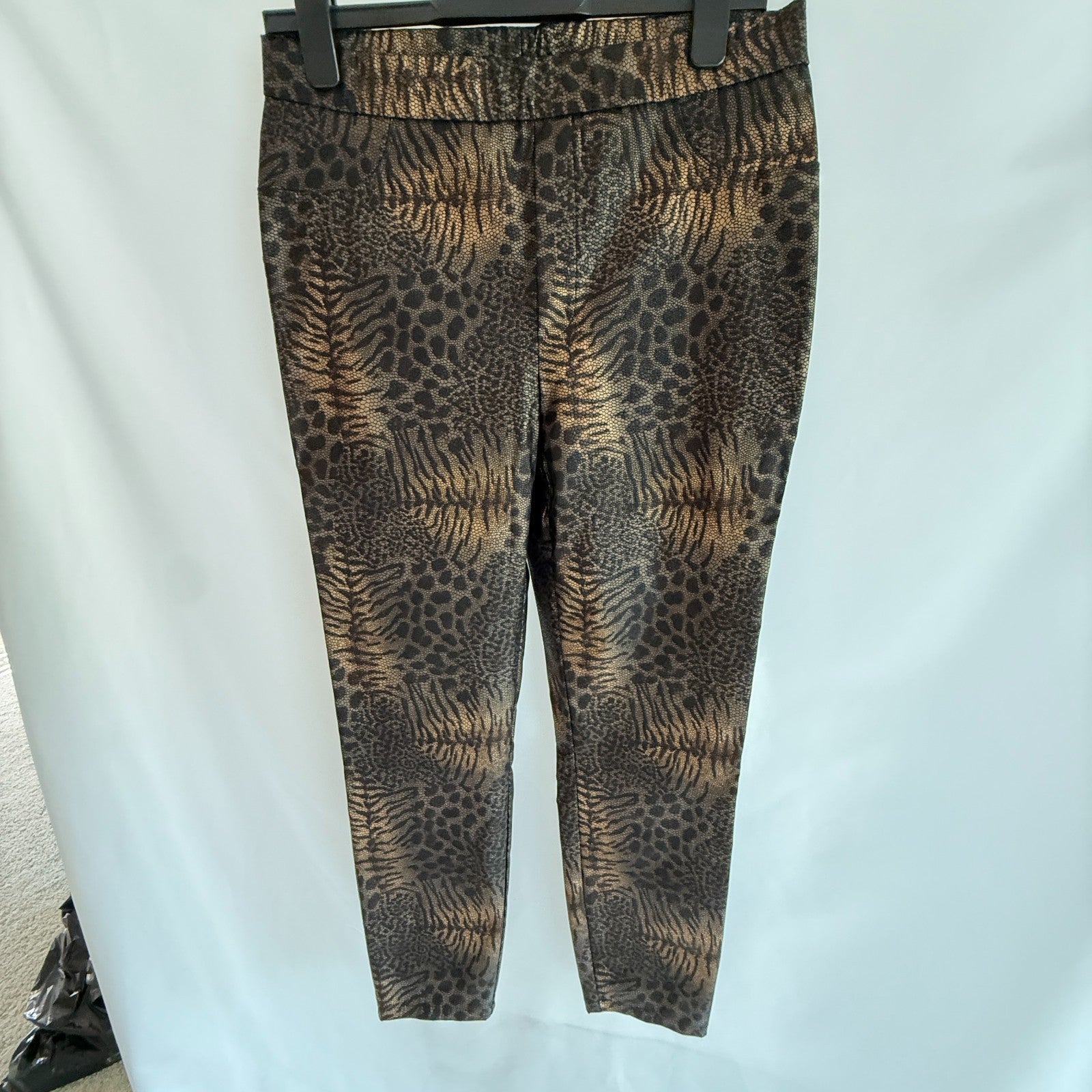 JR Faux Leather Pull On Animal Print Straight Leg Pants Size 12