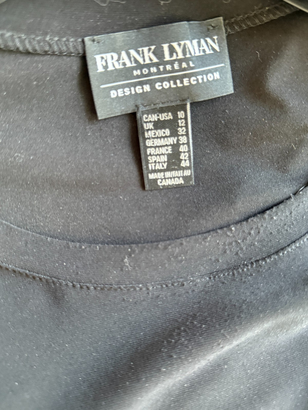 Frank Lyman Black Tunic with sheer overlay hemline Size 10