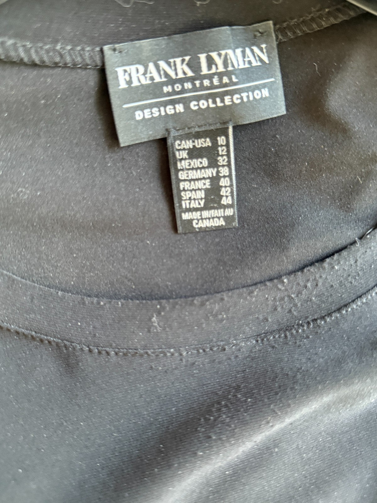 Frank Lyman Black Tunic with sheer overlay hemline Size 10